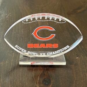 Chicago Bears Super Bowl XX Champions Acrylic Football Desk Trophy NFL 4.5 Inch